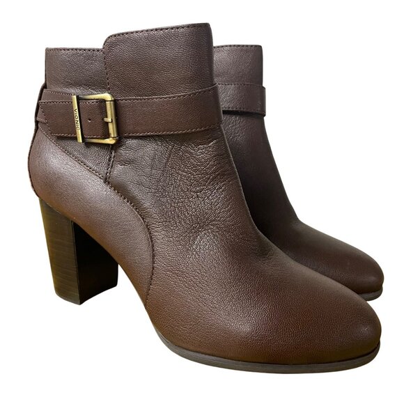 Vionic Alison Leather Weather Resistance Ankle Boot Chocolate Brown Sz 9 - Picture 1 of 10